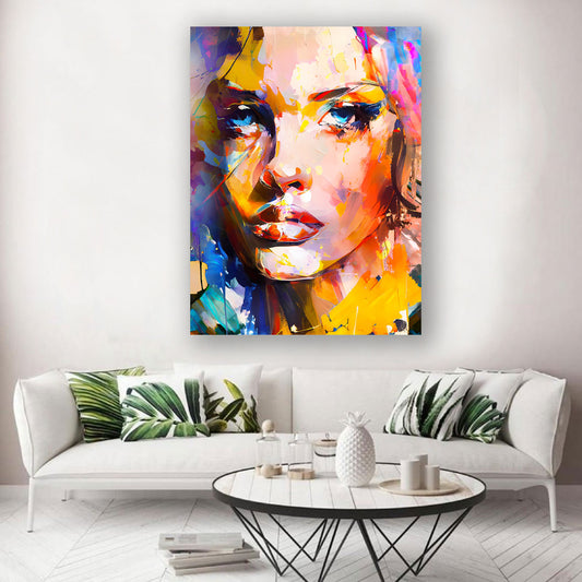 Pop Art volto femminile astratto colorato quadro