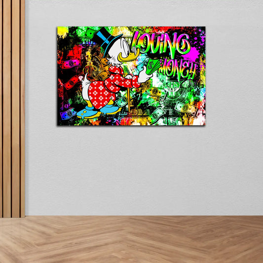 Quadro Zio Paperone motivazionale Pop Art Loving Money