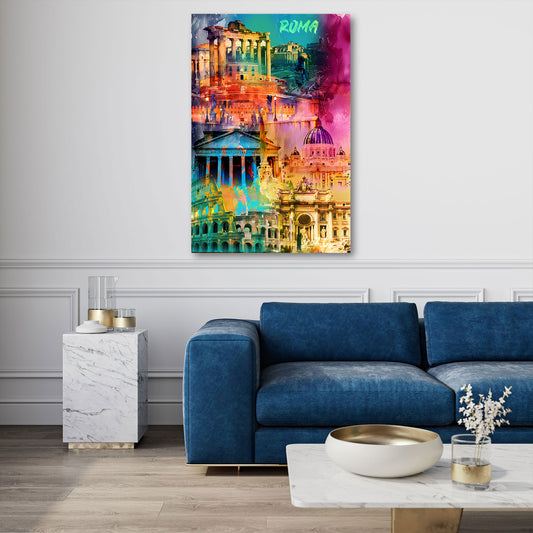 Roma Pop Art colosseo pantheon san pietro architettura quadro