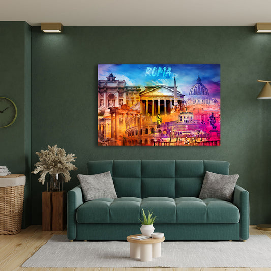 Roma Pop Art colosseo san pietro pantheon monumenti quadro