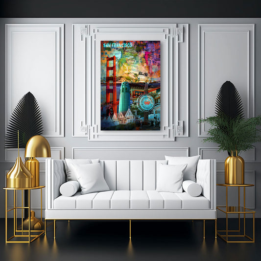 San Francisco Pop Art ponte Golden Gate colorato quadro