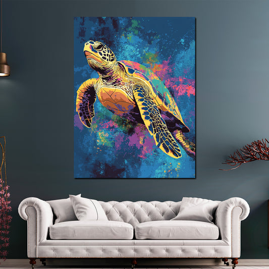 Tartaruga pop art colori vivaci arte marina quadro