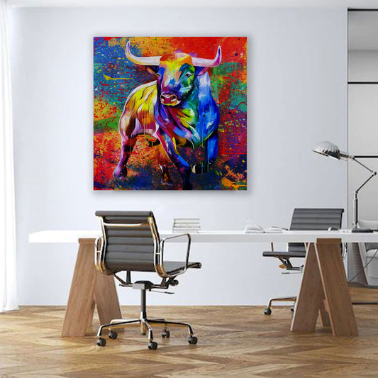 Toro pop art animale colorato energia quadro