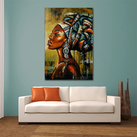 Quadro astratto stampa su tela donna africana bellissimia Abstract Colour