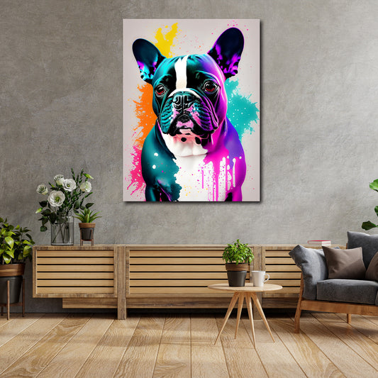 Quadro stampa su tela moderno Pop Art Bulldog francese