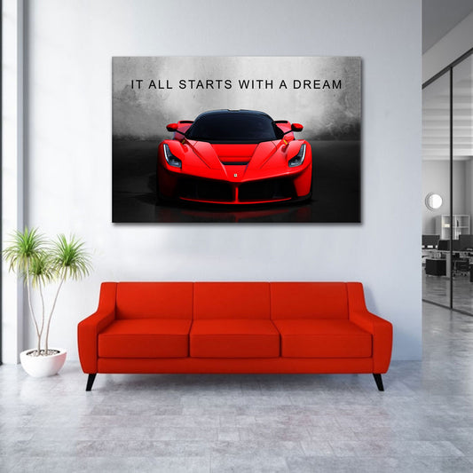 Quadro motivazionale Ferrari rossa It Starts With A Dream
