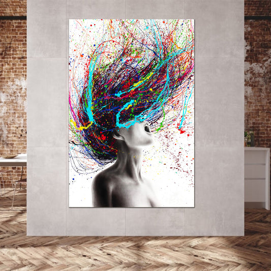Quadro stampa su tela Donna Hair Abstract Pop Art - Artedinoi