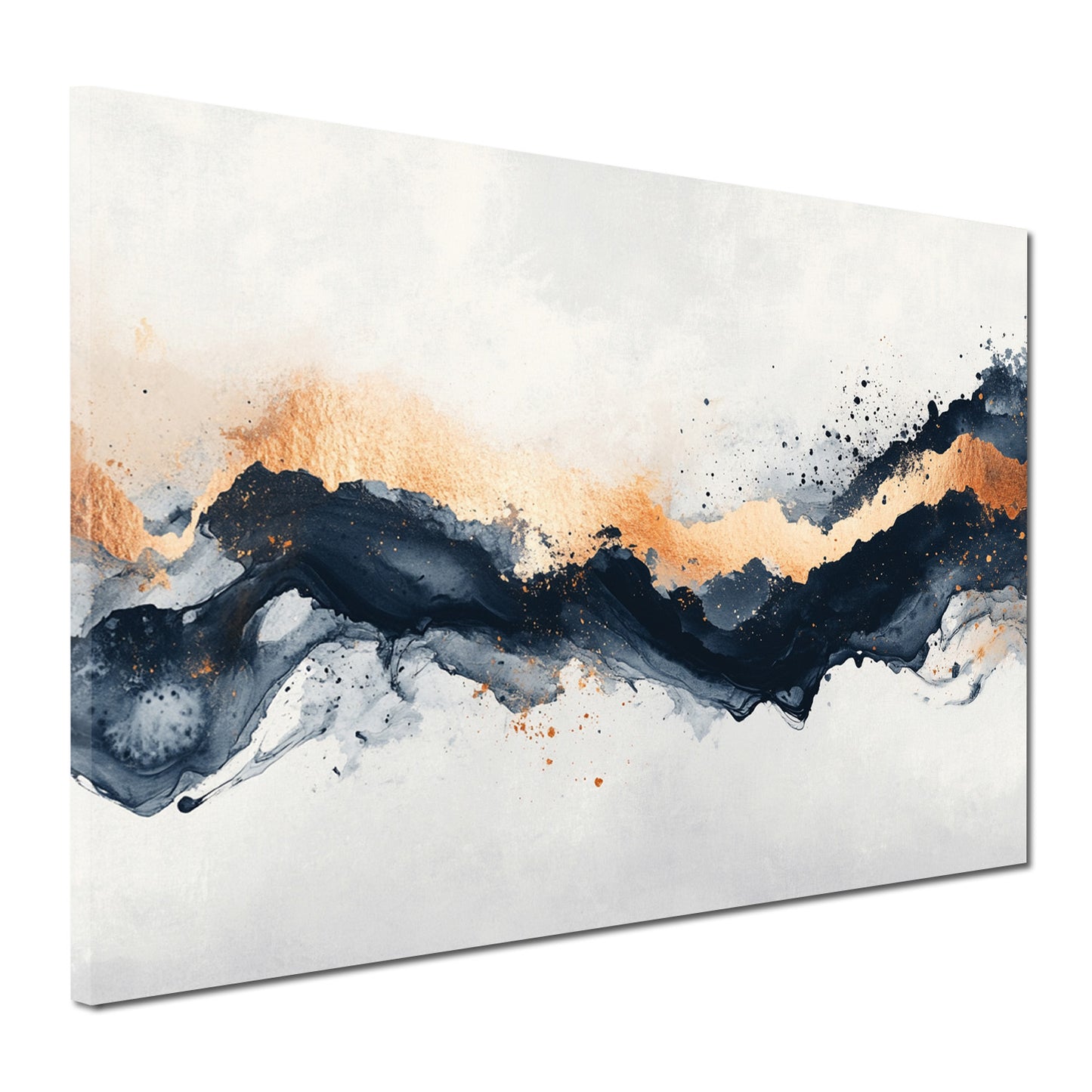 Astratto onde dorate blu su sfondo bianco effetto marmo quadro