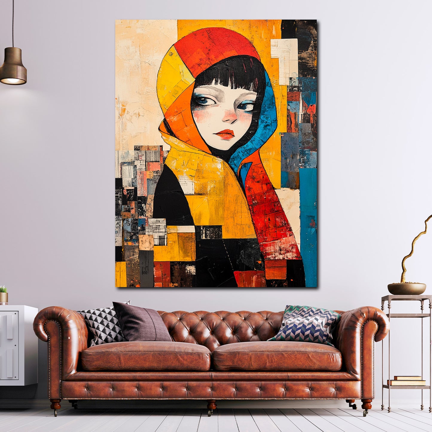 Astratto ritratto ragazza con cappuccio quadro