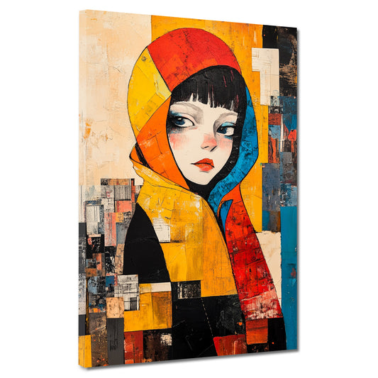 Astratto ritratto ragazza con cappuccio quadro