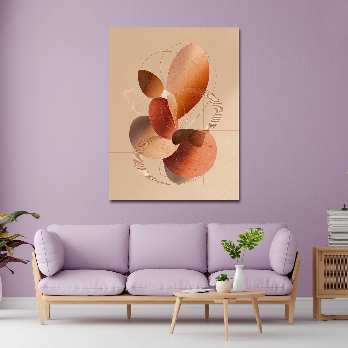 Composizione minimalista toni caldi linee moderne quadro