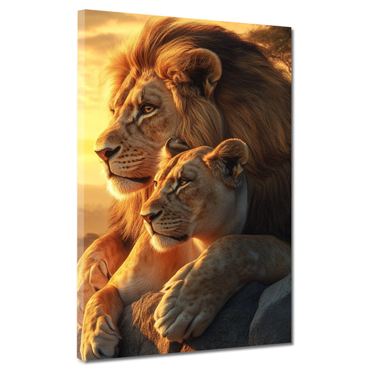 Coppia di leoni ritratto quadro