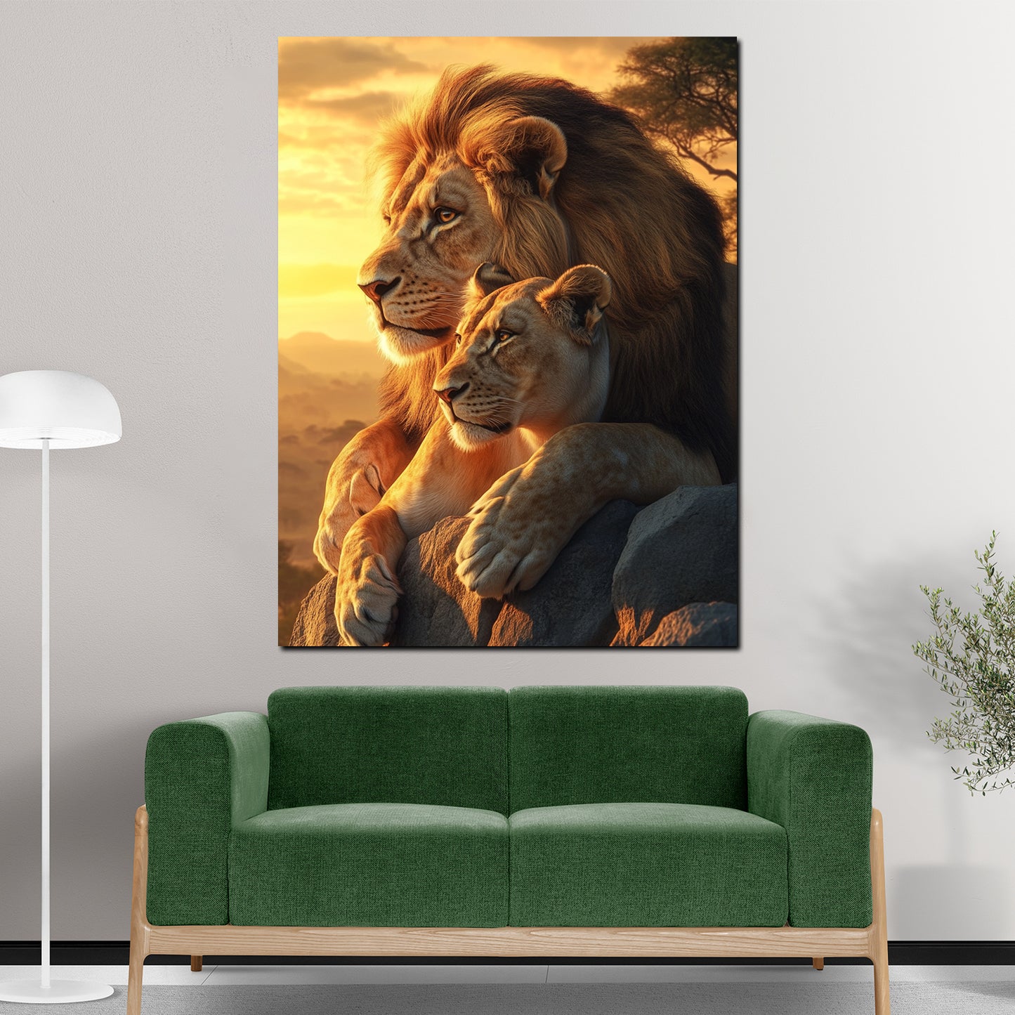 Coppia di leoni ritratto quadro