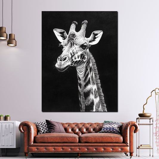 Giraffa bianco nero quadro