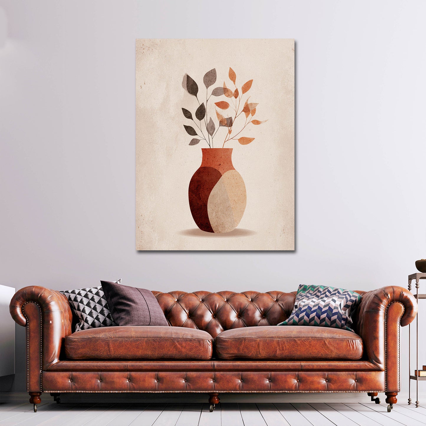 Minimalista Vaso astratto con foglie secche stile boho quadro