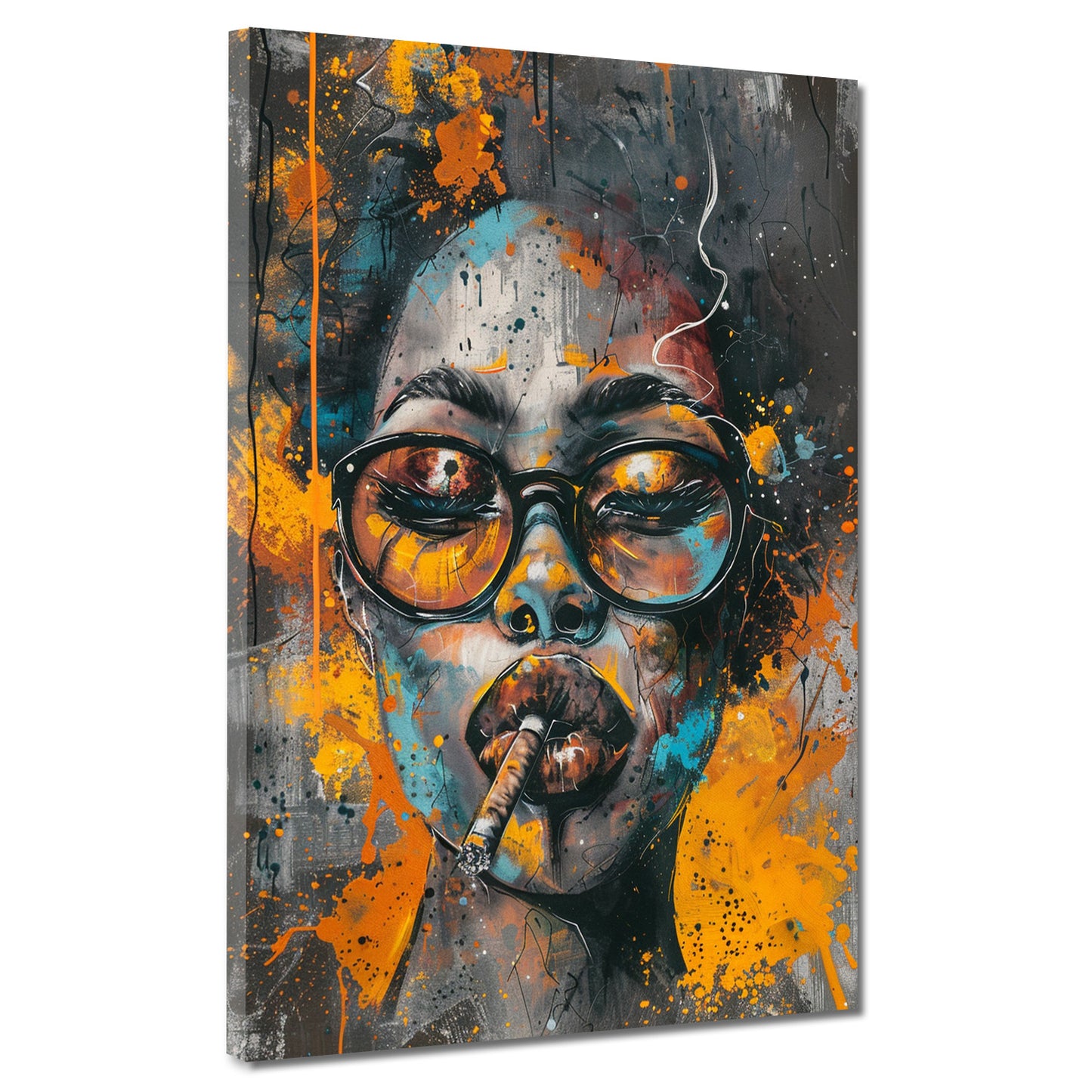 Quadro African Woman Pop Art ritratto con occhiali da sole