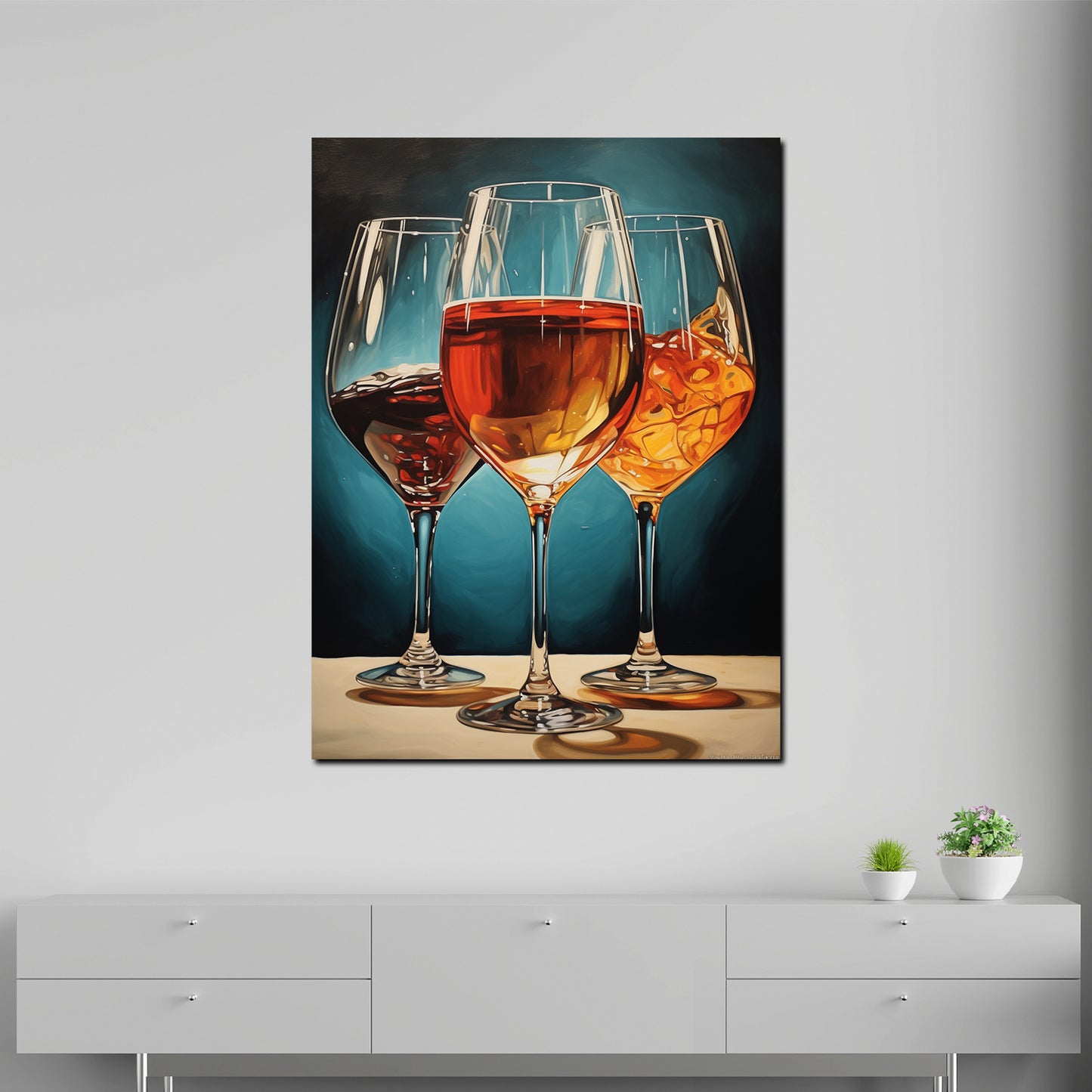 Quadro Cheers 3 bicchieri da vino Bar Cocktailbar