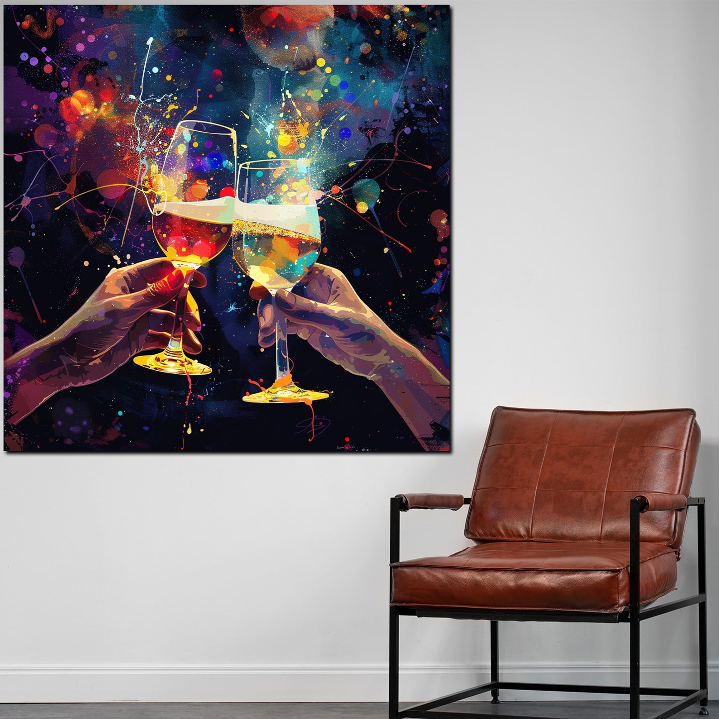 Quadro Cheers brindisi con spumante pop art