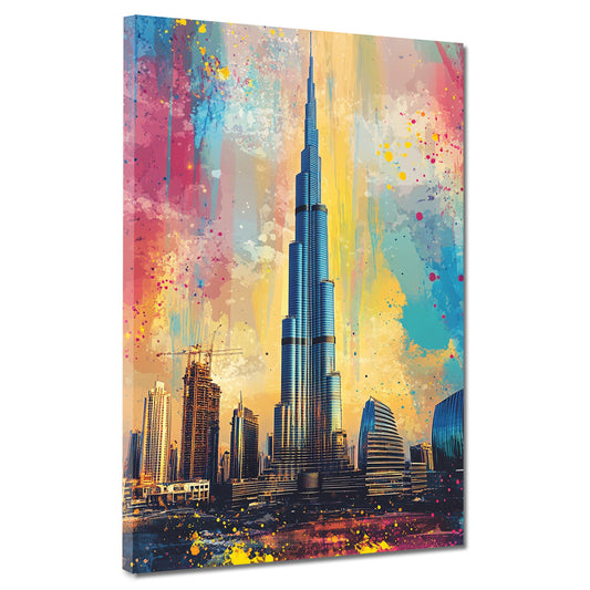 Quadro Dubai Burj Khalifa arte pop colorato