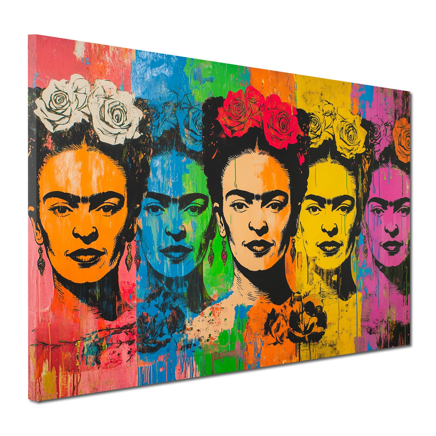Quadro Frida ripetizione artistica multicolore stile Pop Art