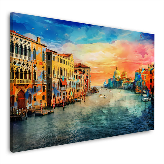Quadro Italia Venezia con il Canal Grande e tramonto colorato