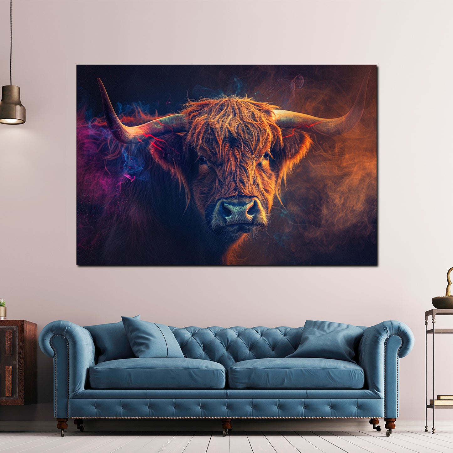 Quadro Mucca colorato effetto fumo dinamico moderno