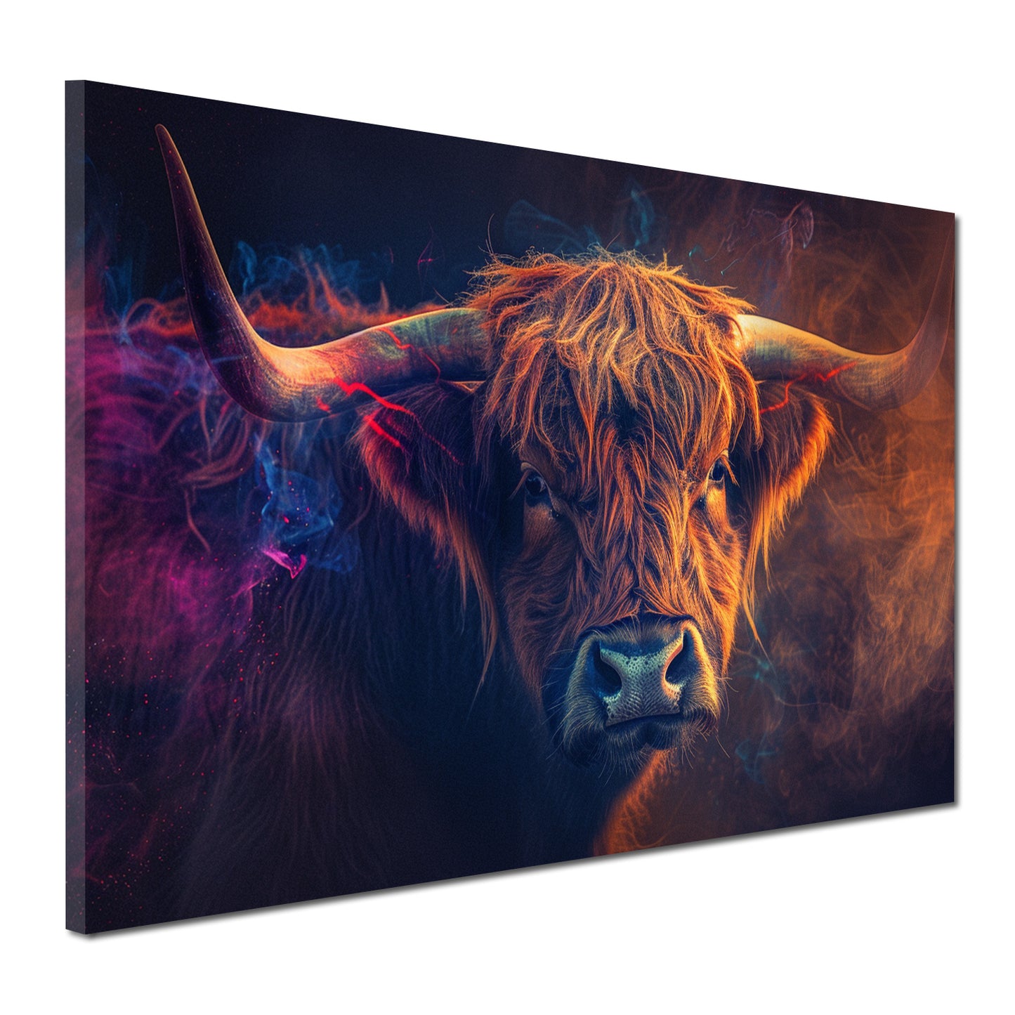 Quadro Mucca colorato effetto fumo dinamico moderno