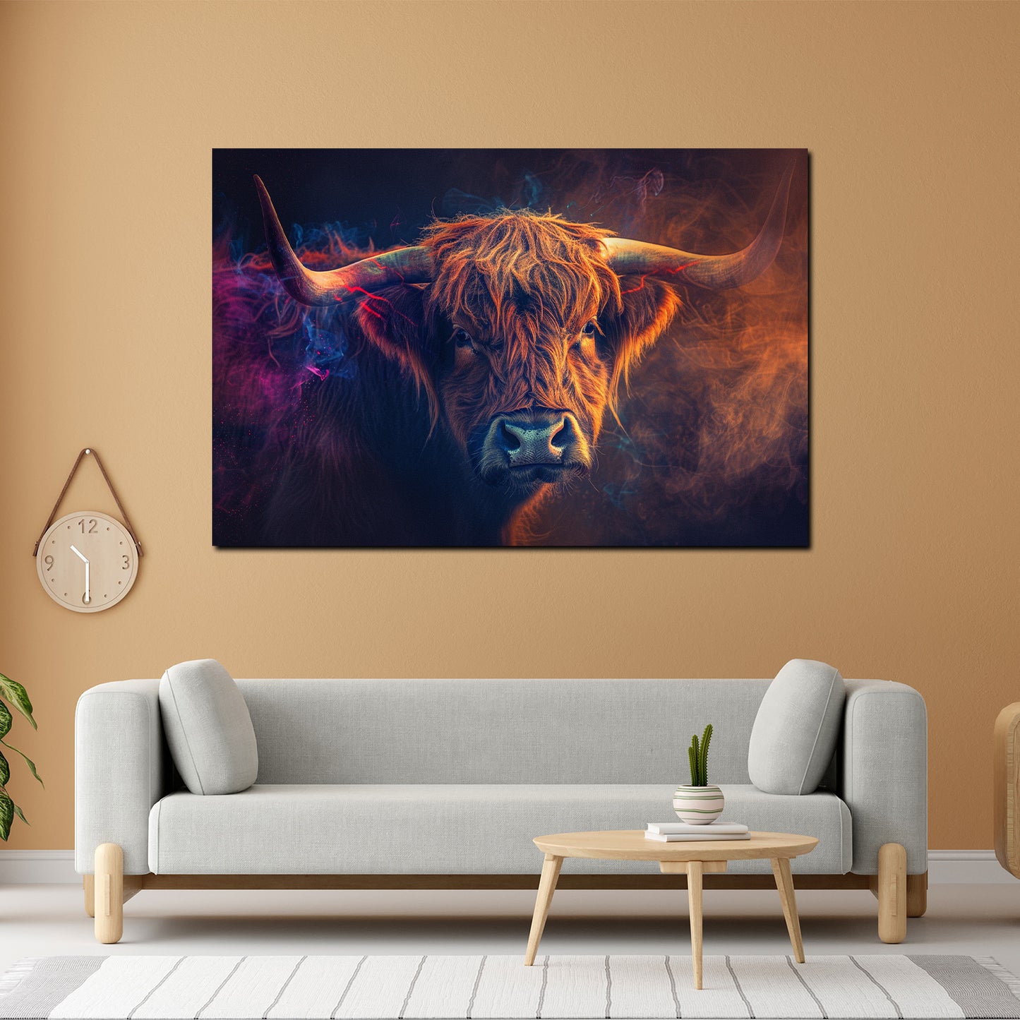 Quadro Mucca colorato effetto fumo dinamico moderno