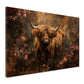 Quadro Mucca highland tra fiori stile rustico romantico vintage