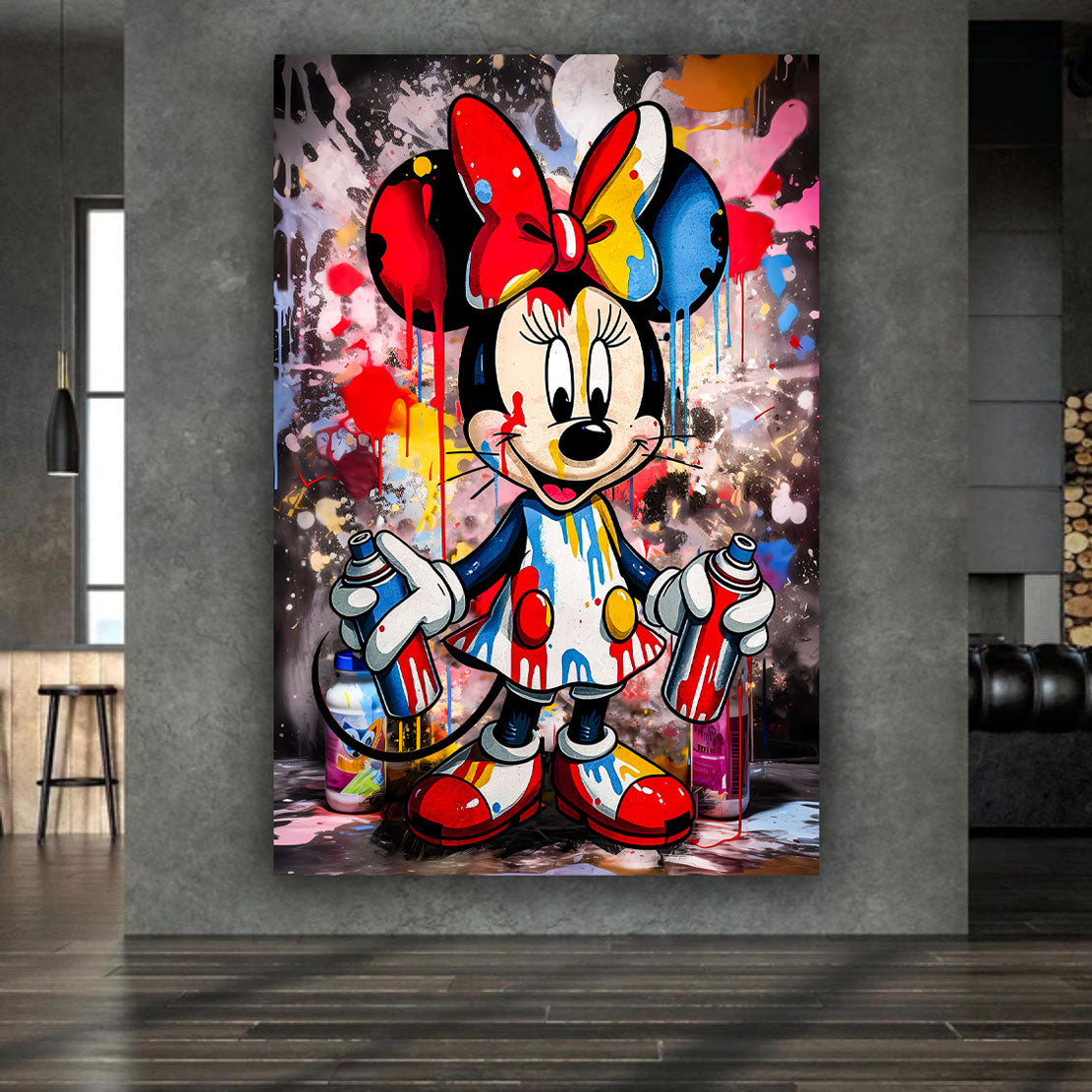 Quadro Pop Art Graffiti Beautiful Minnie Style