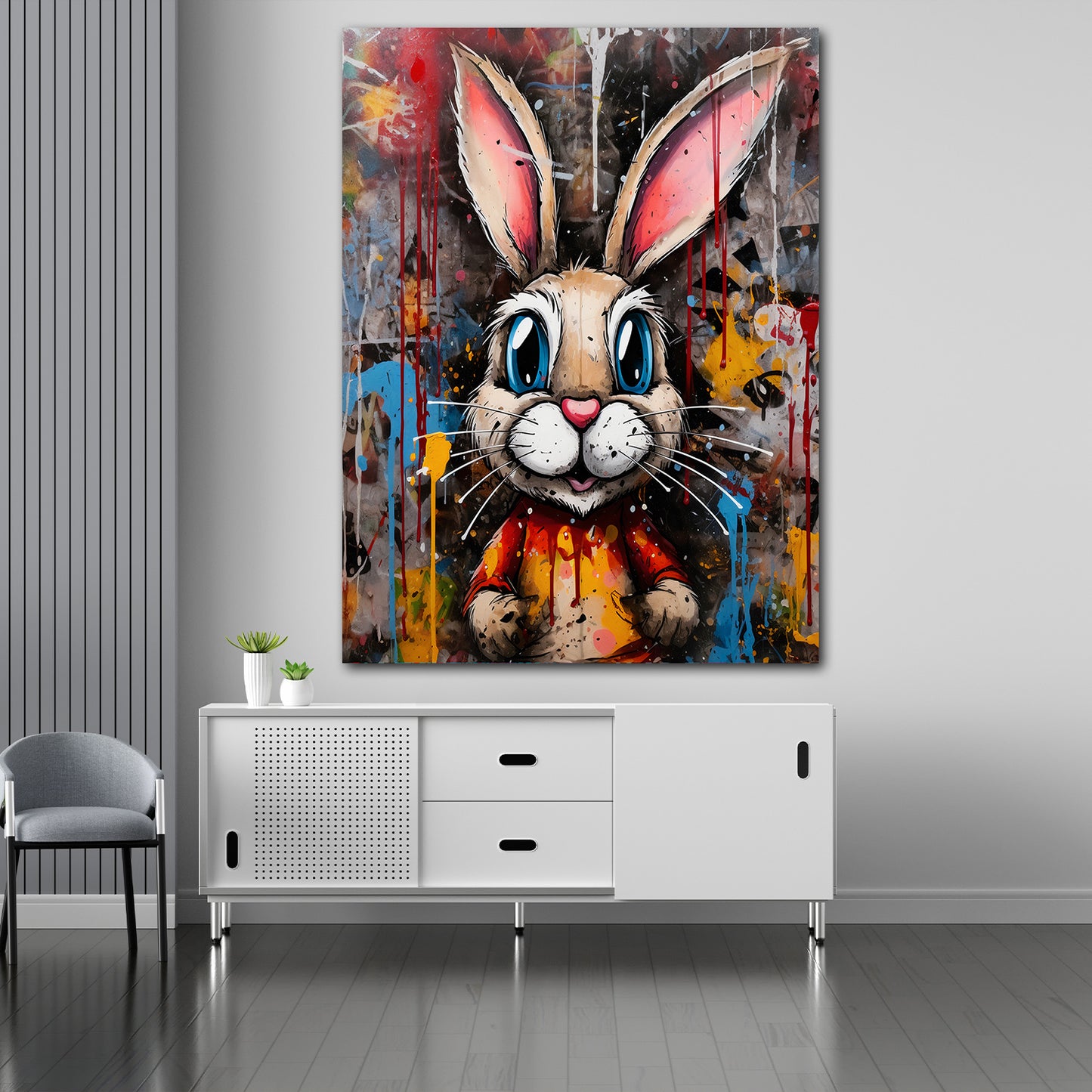 Quadro coniglio stampa su tela Rabbit Abstract Pop Art Style
