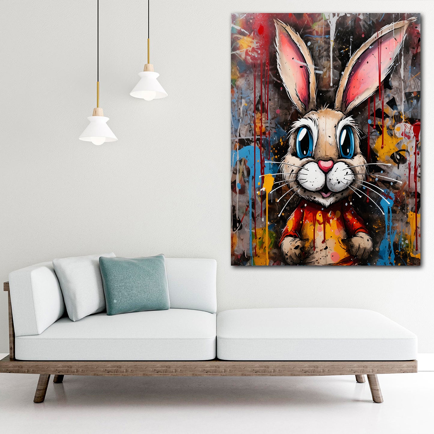 Quadro coniglio stampa su tela Rabbit Abstract Pop Art Style