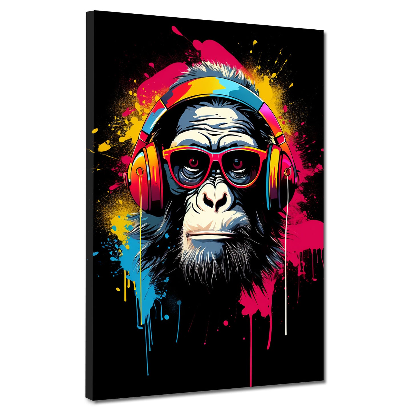 Quadro Scimmia pop art con cuffie e occhiali