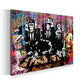 Quadro Scimmie in abito con graffiti pop art e elementi fumettistici