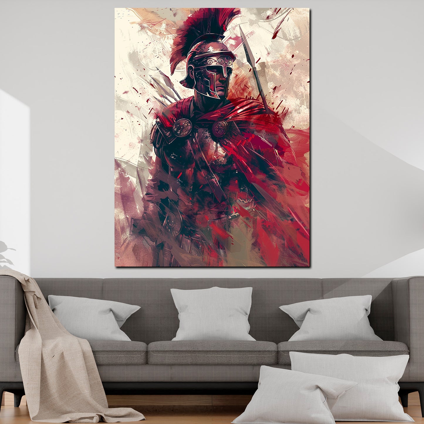 Quadro Spartano guerriero armatura rossa arte antica