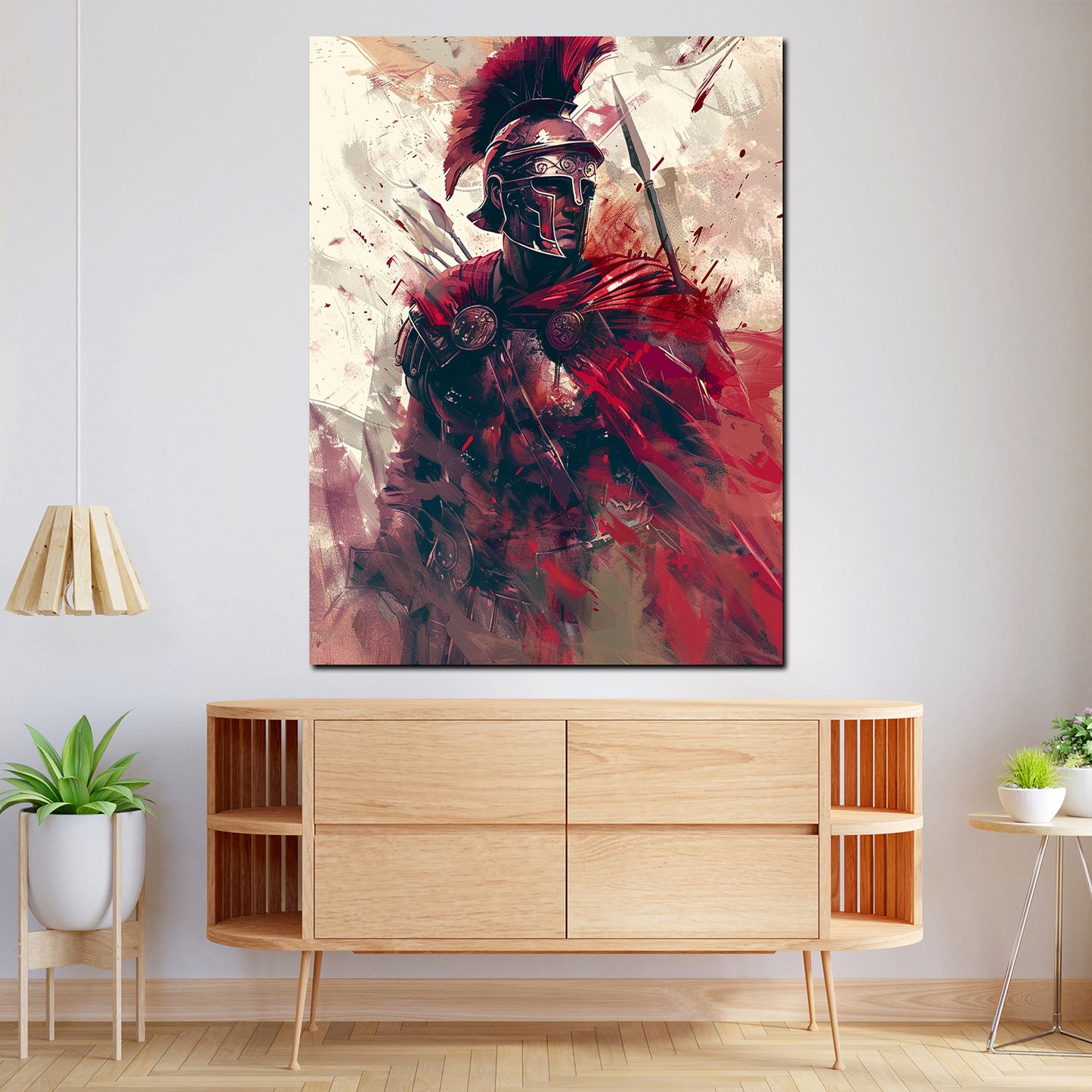 Quadro Spartano guerriero armatura rossa arte antica