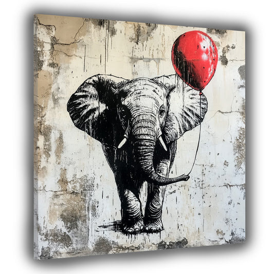 Quadro Street Art elefante con palloncino moderno