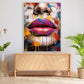 Quadro Volto & Labbra Pop Art Splatter, Donn