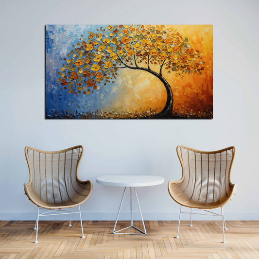 Quadro albero astratto colori autunnali natura moderno