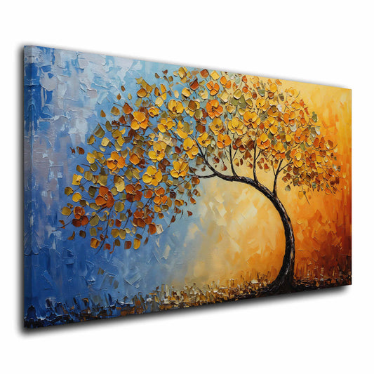Quadro albero astratto colori autunnali natura moderno