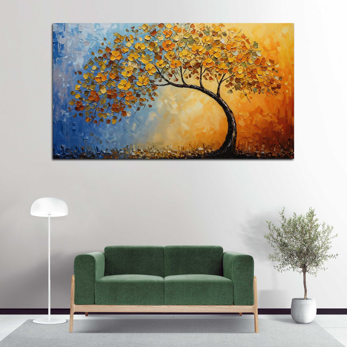Quadro albero astratto colori autunnali natura moderno