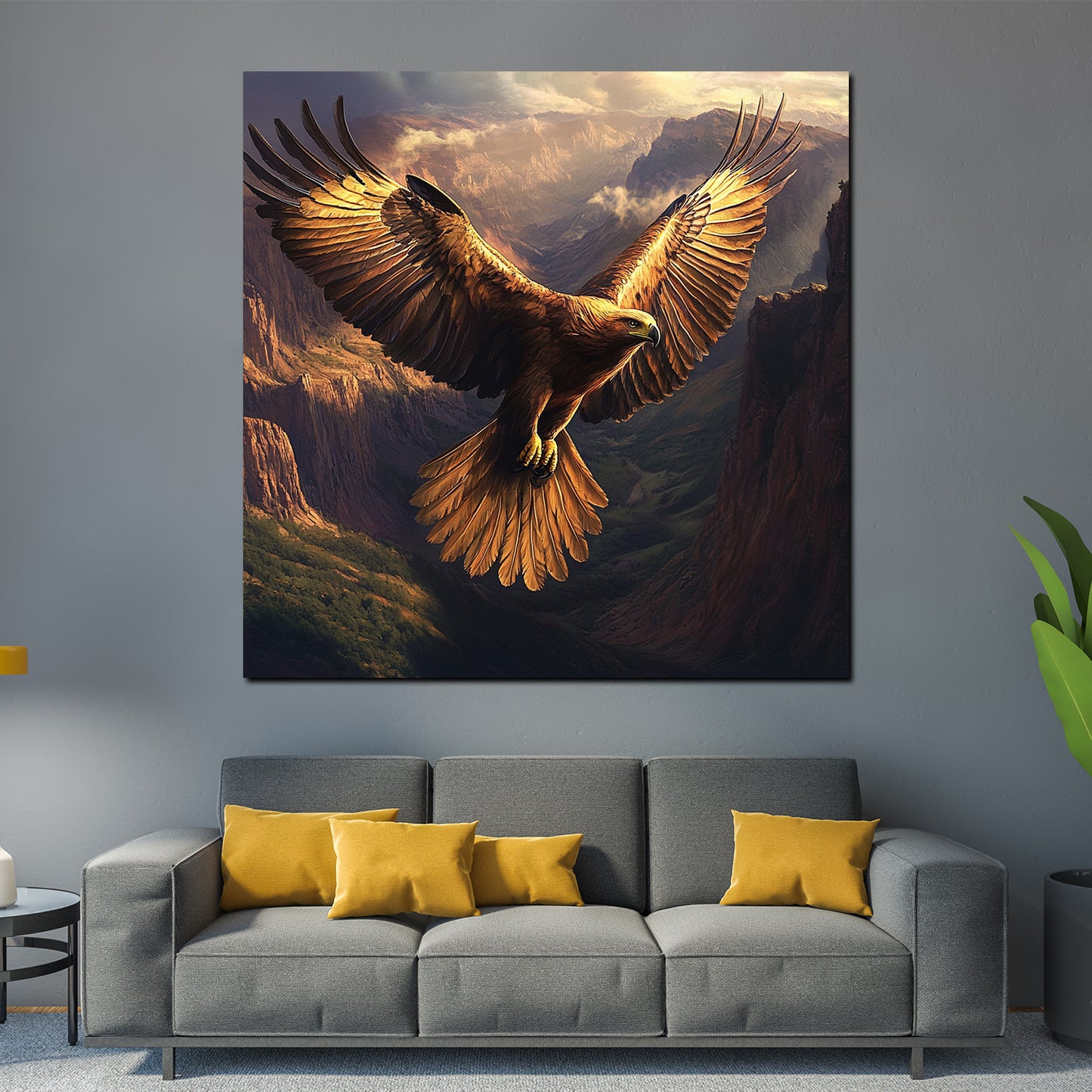 Quadro aquila sulle montagne natura maestosa libertà