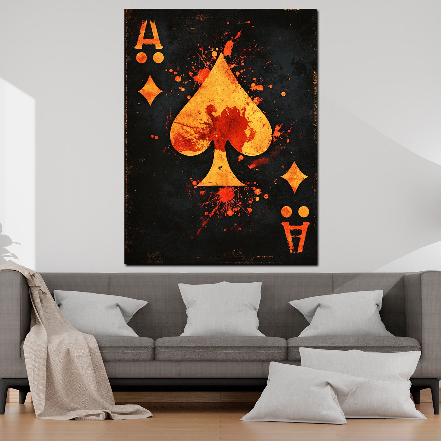 Quadro asso carta simbolo spruzzi di colore moderno