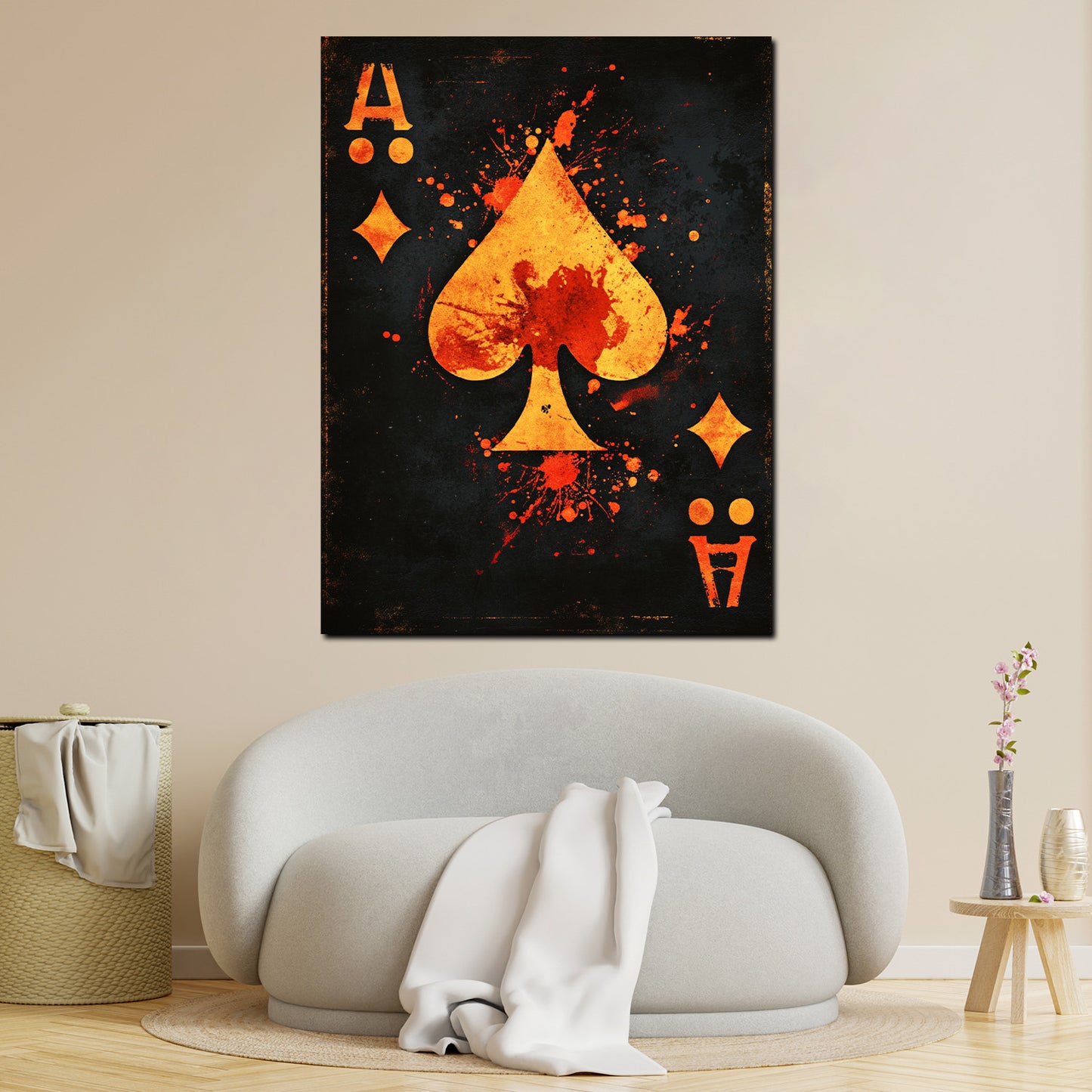 Quadro asso carta simbolo spruzzi di colore moderno