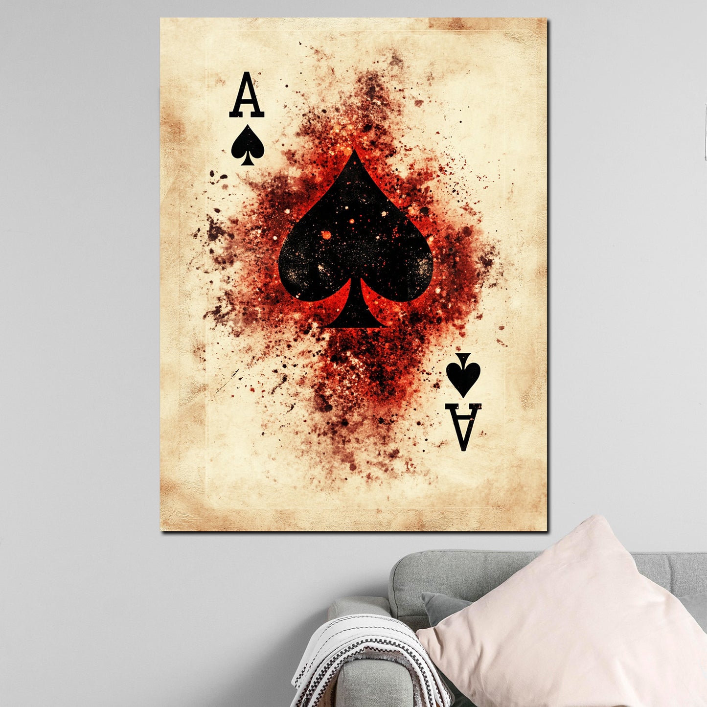 Quadro asso di picche carta da gioco arte vintage moderno