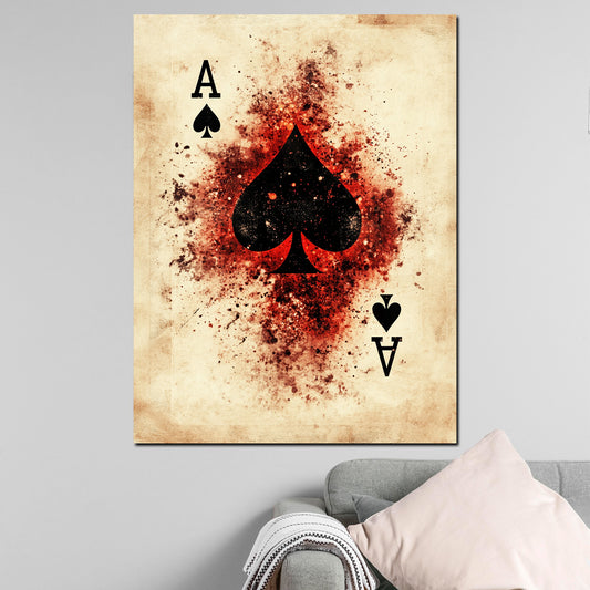 Quadro asso di picche carta da gioco arte vintage moderno