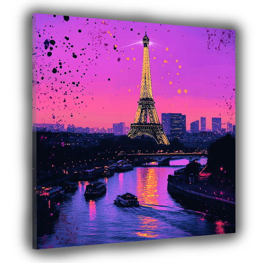 Quadro astratto Parigi Torre Eiffel Senna Pop Art romantico