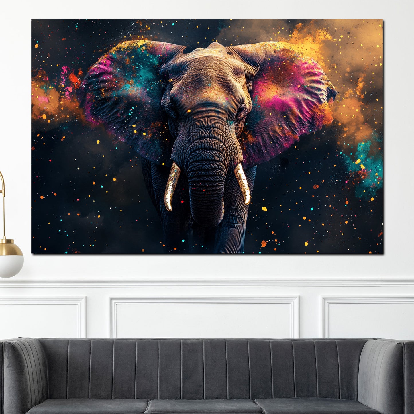 Quadro astratto elefante con colori vivaci pop art