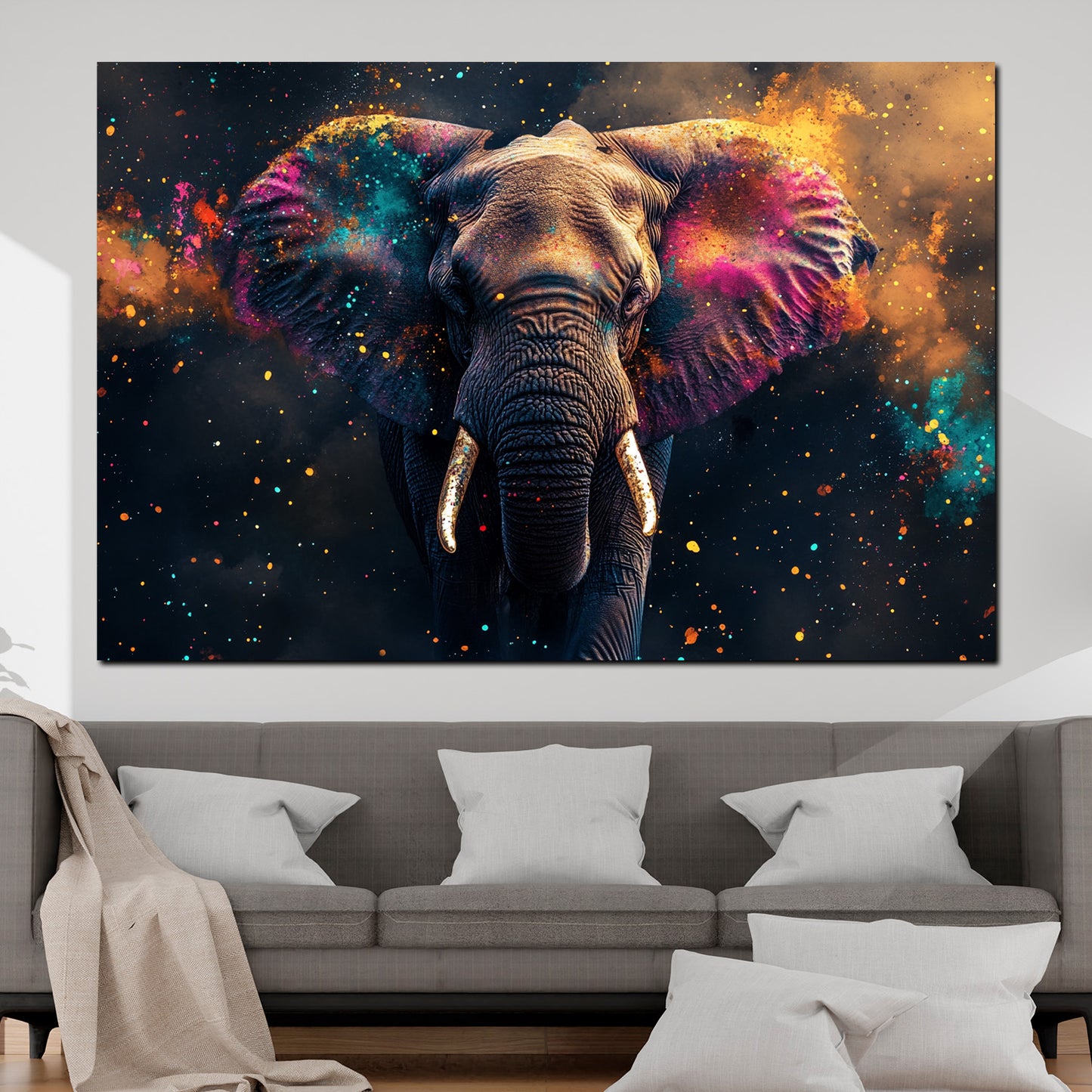 Quadro astratto elefante con colori vivaci pop art