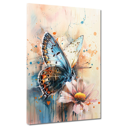 Quadro astratto farfalla su fiore colorato